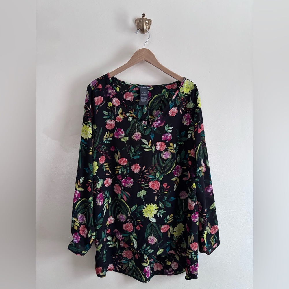 Chelsea & Theodore‎ Flowy Floral Long Sleeve Top size XXL